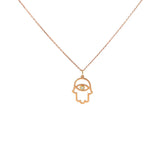 14k White Gold .05ct G SI1 Round Diamond Khamsa Necklace